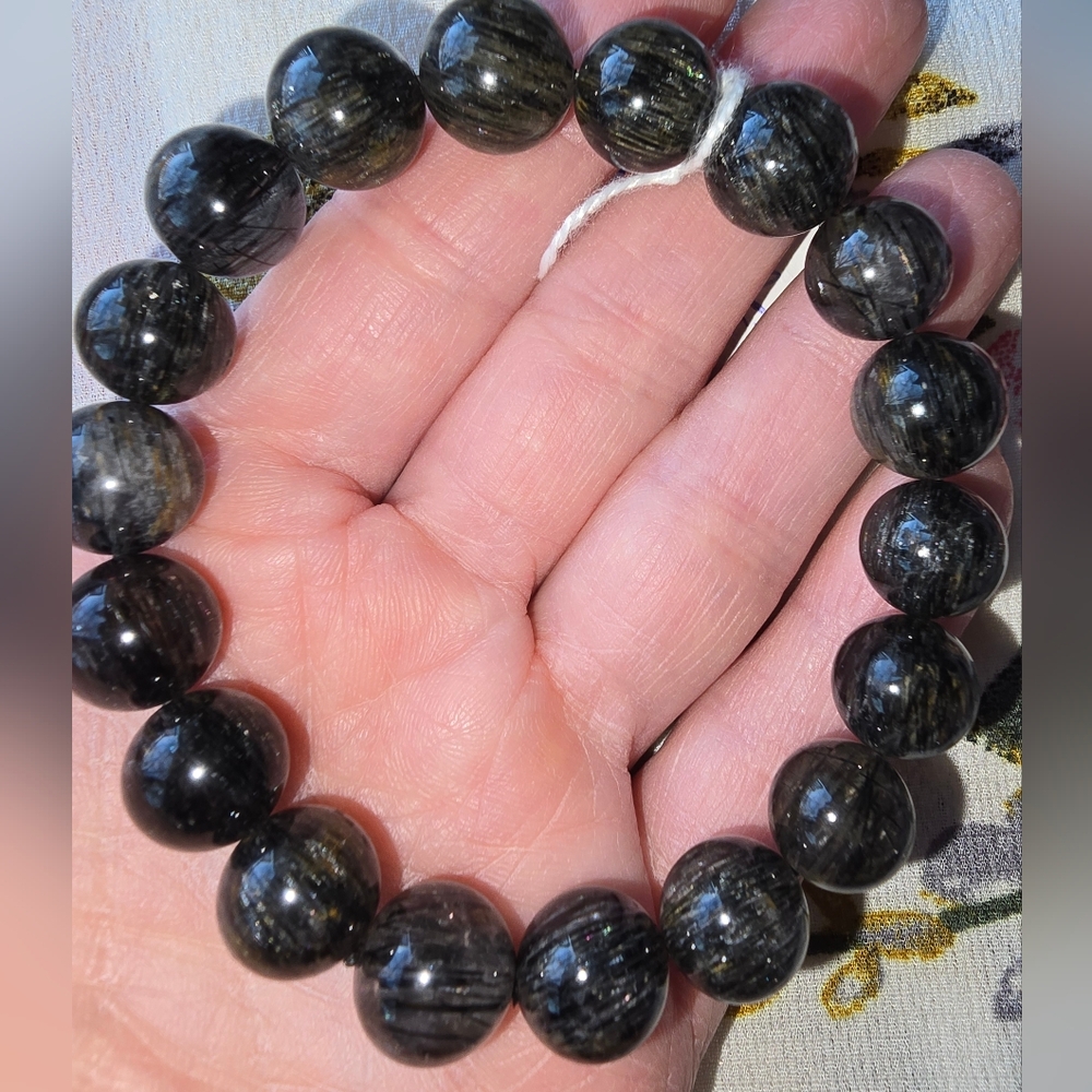 11mm Black Rutilited Quartz Bracelet